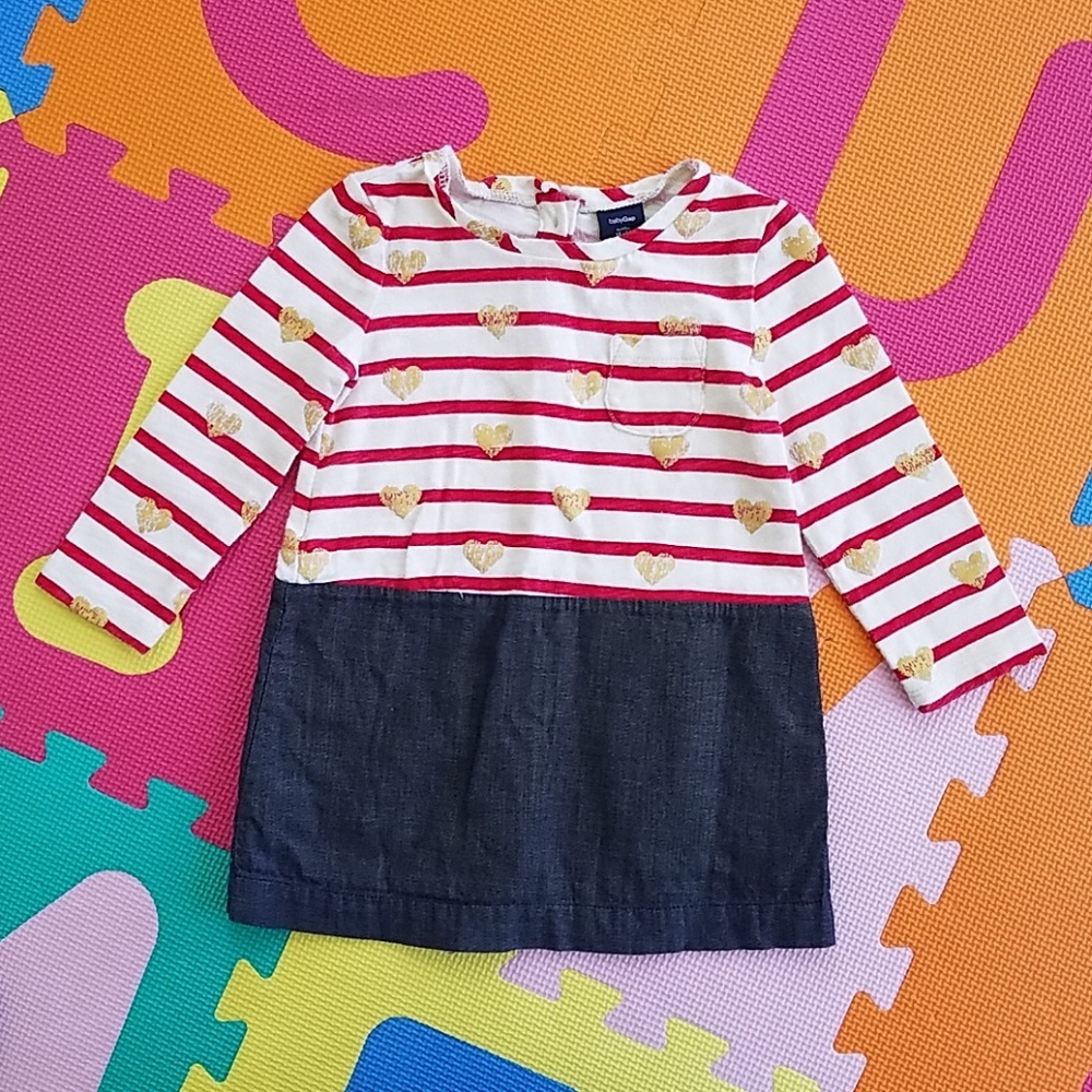 GAP hearts and stripes dress, size 18-24 mos